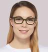 Khaki Glasses Direct Greer Rectangle Glasses - Modelled by a female