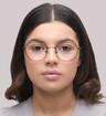 Satin Gunmetal Glasses Direct Harlan Round Glasses - Modelled by a female
