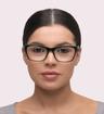 Crystal Green Black Glasses Direct Hazel Cat-eye Glasses - Modelled by a female