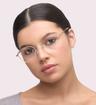 Satin Gold Glasses Direct Henley Round Glasses - Modelled by a female