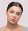 Satin Gunmetal Glasses Direct Henley Round Glasses - Modelled by a female