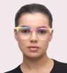 Clear Crystal / HD Pattern Glasses Direct Radiance Round Glasses - Modelled by a female
