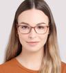 Light Brown Glasses Direct Wing Rectangle Glasses - Modelled by a female