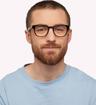 Havana Blue Gucci GG0927O Rectangle Glasses - Modelled by a male