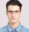 Matte Black harrington Albert Square Glasses - Modelled by a male