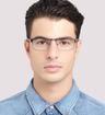 Matte Gunmetal harrington Albert Square Glasses - Modelled by a male