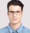 Gunmetal/Grey harrington Alec Rectangle Glasses - Modelled by a male
