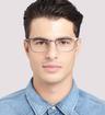 Gunmetal / Black harrington Asher Rectangle Glasses - Modelled by a male