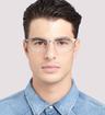 Silver/Brown harrington Asher Rectangle Glasses - Modelled by a male