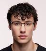 Matte Black / Twill Grey harrington Jeffrey Rectangle Glasses - Modelled by a male