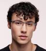 Matte Blue / Twill Grey harrington Jeffrey Rectangle Glasses - Modelled by a male