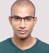 Shiny Black harrington Joe Rectangle Glasses - Modelled by a male