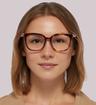 Havana Pink Jimmy Choo JC310/G Square Glasses - Modelled by a female