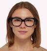 Black Jimmy Choo JC329 Square Glasses - Modelled by a female