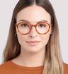 Shiny Honey/ Silver London Retro Baron Round Glasses - Modelled by a female