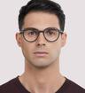 Matte Black/Silver London Retro Beckton Round Glasses - Modelled by a male