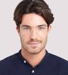 Satin Gold London Retro Camden Round Glasses - Modelled by a male