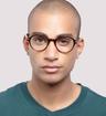Shiny Brown Horn London Retro Canary Round Glasses - Modelled by a male