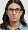 Shiny Grey Havana London Retro Canary Round Glasses - Modelled by a female