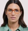 Shiny Honey London Retro Charing Rectangle Glasses - Modelled by a female