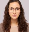 Gradient Brown London Retro Eastcote Rectangle Glasses - Modelled by a female