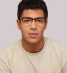 Gradient Brown London Retro Eastcote Rectangle Glasses - Modelled by a male