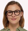 Black marble London Retro Finsbury Round Glasses - Modelled by a female