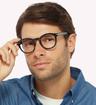Black marble London Retro Finsbury Round Glasses - Modelled by a male