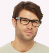 Crystal Olive London Retro Forest Rectangle Glasses - Modelled by a male