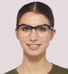 Navy Blue London Retro Greenford Oval Glasses - Modelled by a female