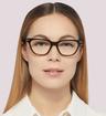 Crystal Khaki London Retro Gunnersbury Rectangle Glasses - Modelled by a female