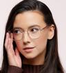 Matte Gold London Retro Hainault Round Glasses - Modelled by a female