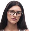 Brown Wood / Black London Retro Hanwell Round Glasses - Modelled by a female