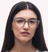 Grey Wood / Crystal Grey London Retro Hanwell Round Glasses - Modelled by a female