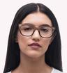 Light Brown Wood / Crystal London Retro Hanwell Round Glasses - Modelled by a female