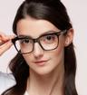 Black London Retro Jordan Rectangle Glasses - Modelled by a female