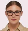 Shiny Dark Havana McQ MQ0218O Wayfarer Glasses - Modelled by a female