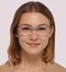Shiny Transparent Light Grey McQ MQ0239OP Rectangle Glasses - Modelled by a female