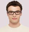 Satin Black Oakley Crosslink Zero Rectangle Glasses - Modelled by a male