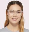 Polished Clear Oakley Trillbe X Round Glasses - Modelled by a female