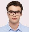 Satin Black Oakley Volt Drop Square Glasses - Modelled by a male