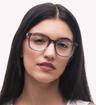 Blue Perri Kiely x LR FIFTEEN Square Glasses - Modelled by a female