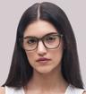 Green Perri Kiely x LR NINETEEN Square Glasses - Modelled by a female