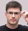 Transparent Grey Persol PO3263V Square Glasses - Modelled by a male