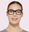 Black Persol PO3297V Rectangle Glasses - Modelled by a female