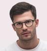 Shiny Black Crystal Polo Ralph Lauren PH2252 Round Glasses - Modelled by a male