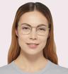 Silver Ray-Ban RB3694V Rectangle Glasses - Modelled by a female