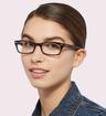 Havana / Transparent Azure Ray-Ban RB5150 Rectangle Glasses - Modelled by a female