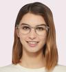 White Transparent Ray-Ban RB5154-51 Clubmaster Glasses - Modelled by a female