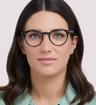 Black/Brown Ray-Ban RB5376 Round Glasses - Modelled by a female